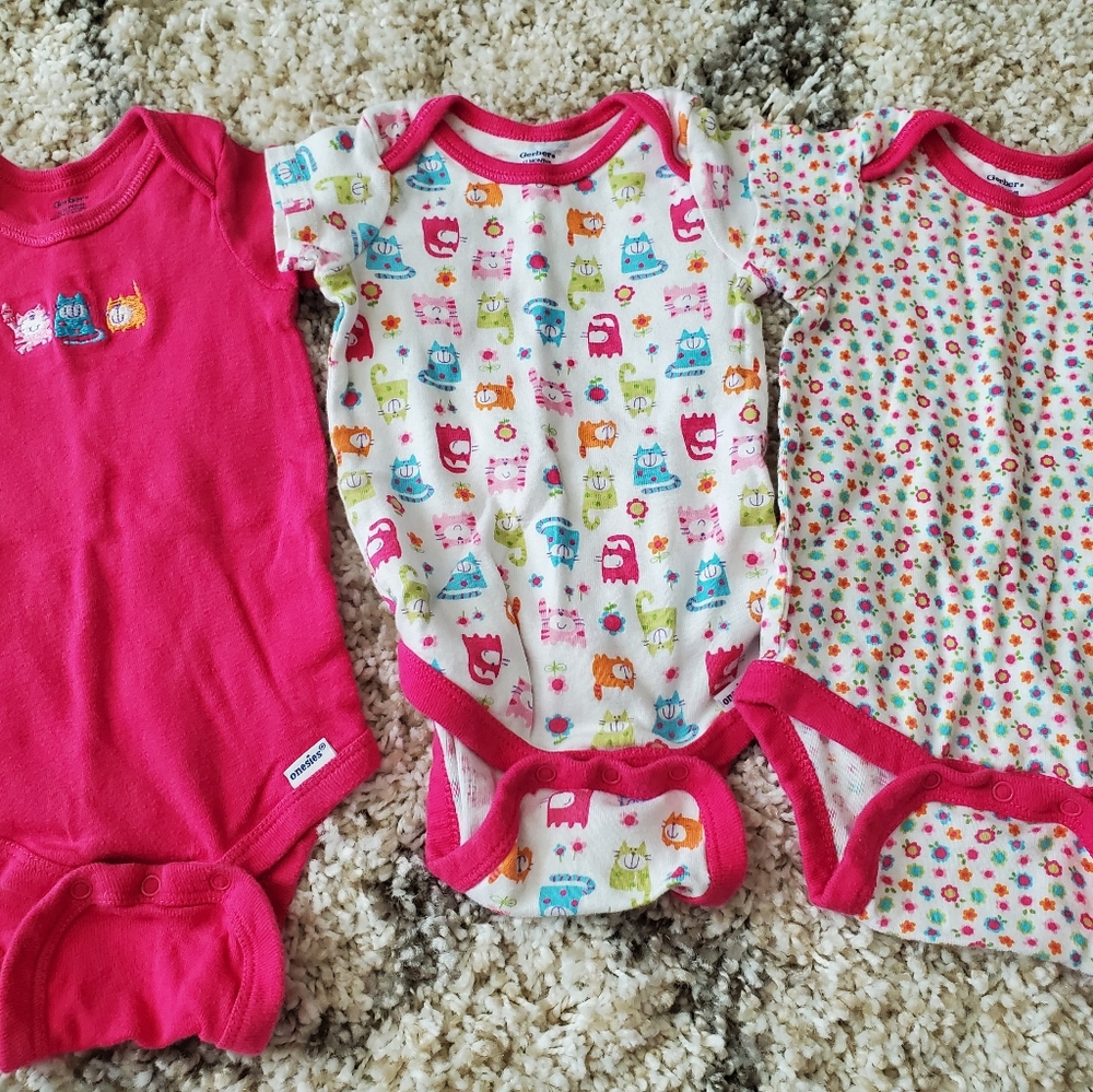 Gerber Three Kitty Onesies